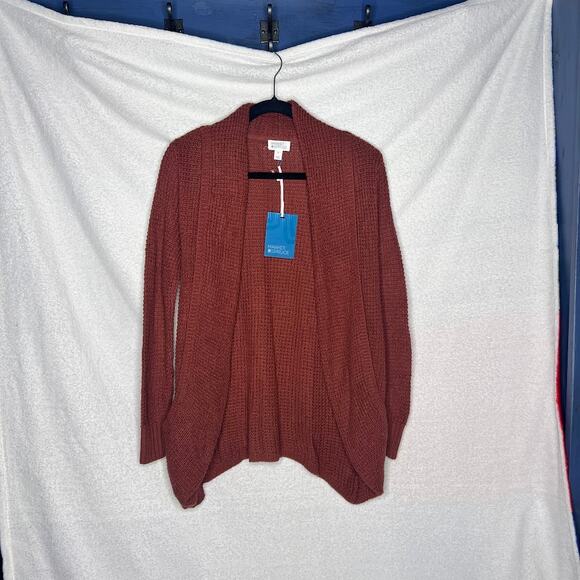 Market & Spruce (XS) Tabatha Waffle Knit Cotton Blend Cocoon Cardigan Rust - Picture 13 of 16